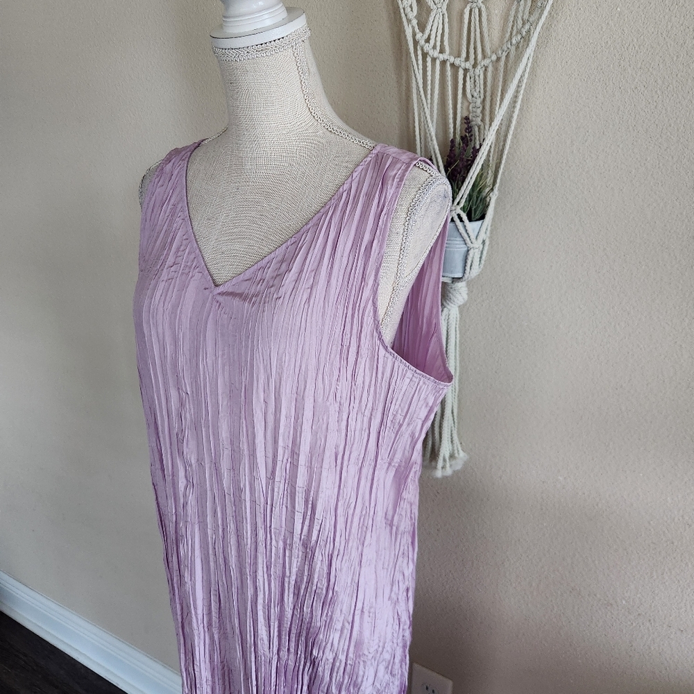 Eileen Fisher Crushed Silk Midi Dress Size Large NWT $328 Minimalist Quiet Lux - Picture 3 of 9